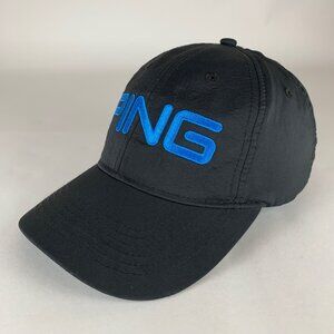 Ping Golf Mens Black Blue Relaxed Fit Strapback Adjustable Hat